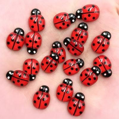 9*13mm Harz Marienkäfer Flache Rückseite Cabochons 50 Stück Mini Käfer DIY Scrapbook Schmuck Handwerk Dekoration