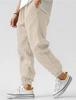 Men's linen pants summer breathable leggings beach straight pants solid color blended linen pants bundle legs