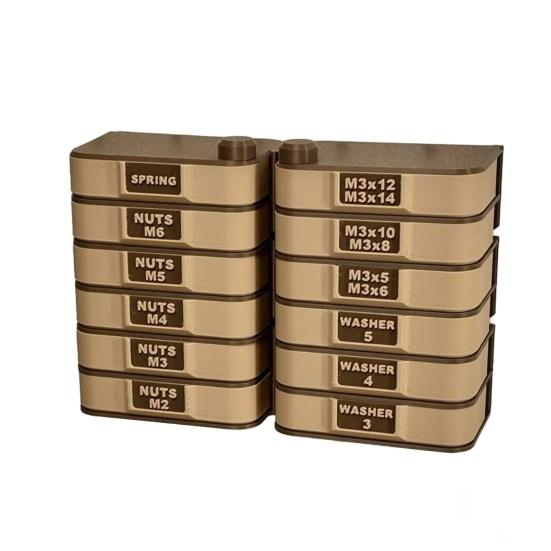 Rotating Modular Storage Tower Vertical Hardware Organizer 3D Printed Workshop Parts Organizer for Nuts Bolts Screws Washers