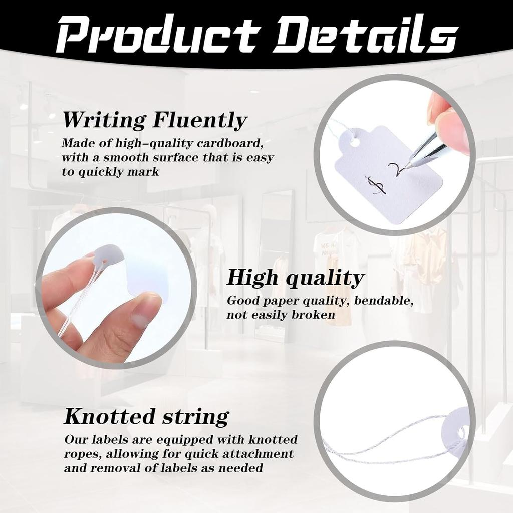 Versatile Price Tags Key Tags Present Tags Clothing Labels Set of 500 Blank Tags with String Ideal for Sales Tokens Clothing and More
