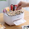Multifunctional Tissue Box Double Layer Desktop Organizer Detachable Tissue Organizer Paper Towel Dispenser Desktop