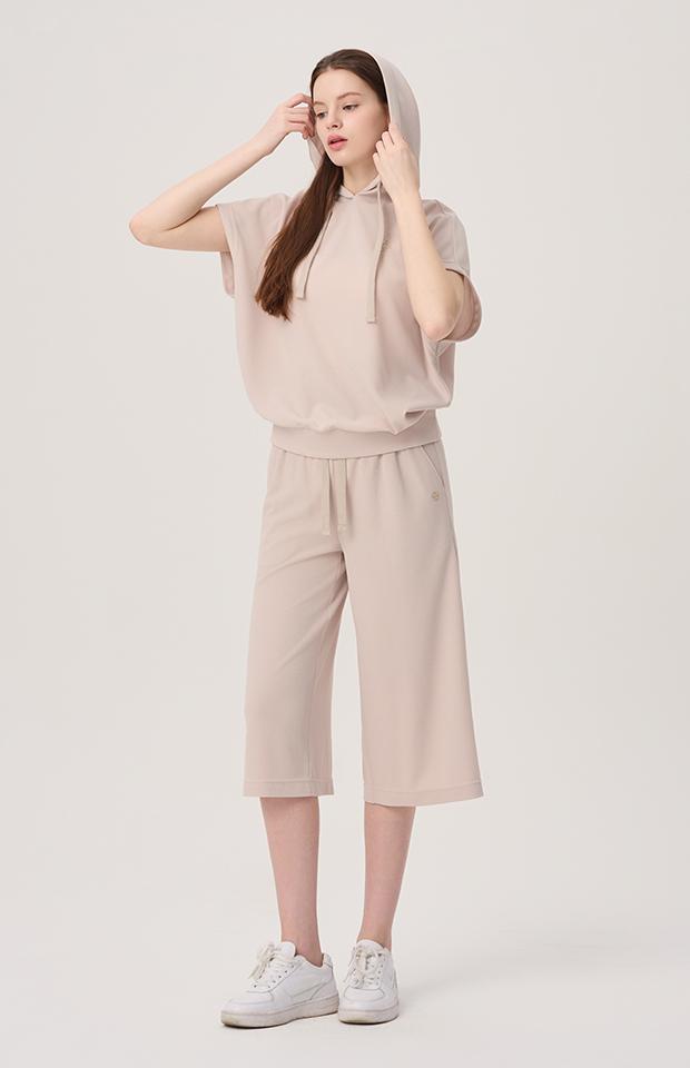 HUIT Ribbed Wide Fit 3/4 Length Pants Htwpn5I05T