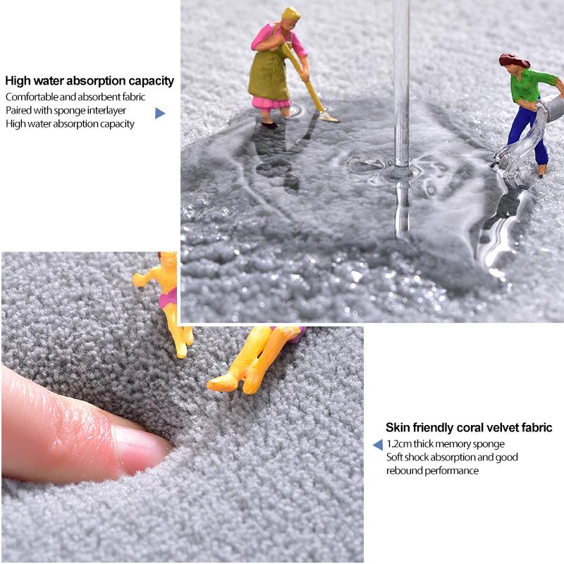 Super Absorbent Bath Mat For Bathroom Carpets Rugs Soft Memory Foam Floor Bedroom Toilet Floor Shower Non-slip Rug Home Decor