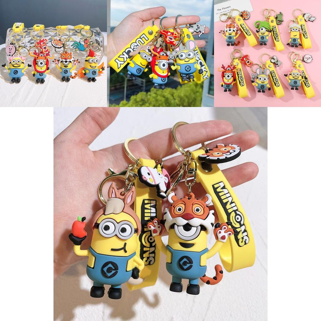 Adorable Cartoon Zodiac Silicone Keychain Cute Animal Car Hanging Charm