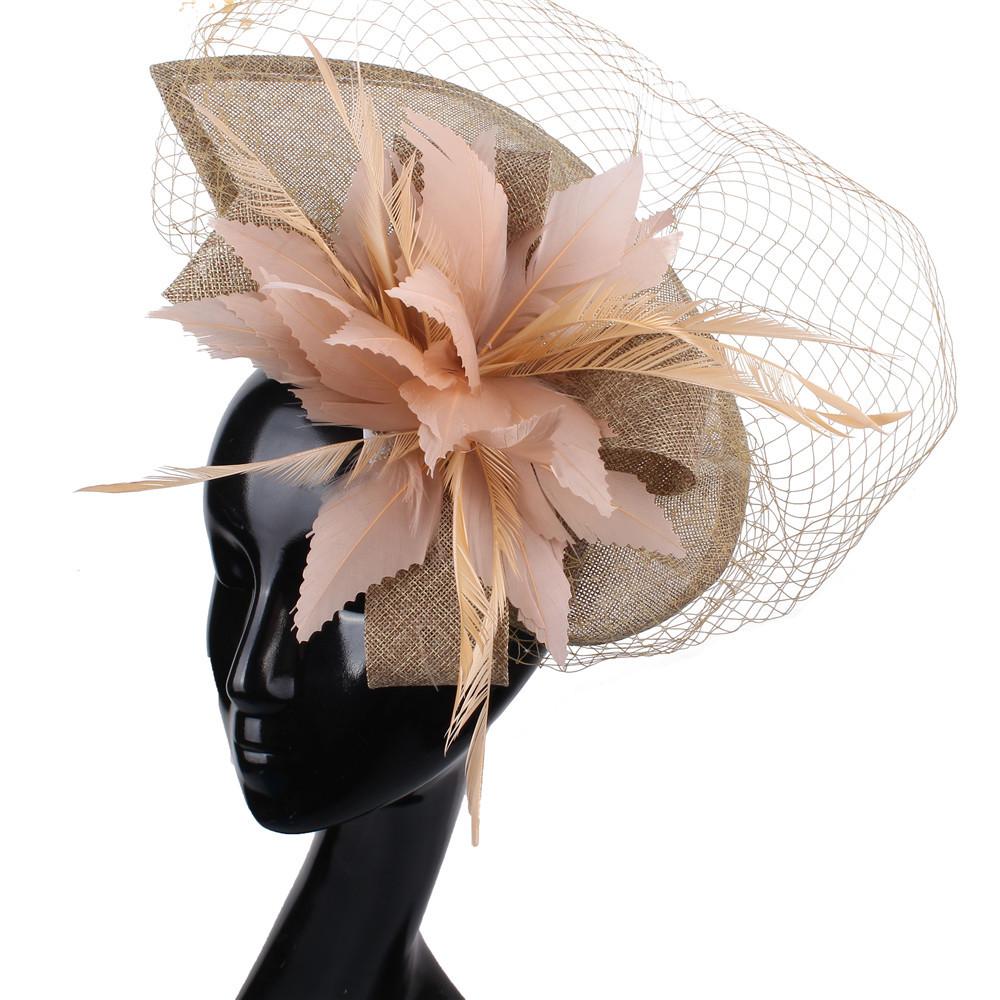 New European And American Style Deep Leather Pink Hair Accessories Mysterious Mesh Cover Headgear Gift Hat