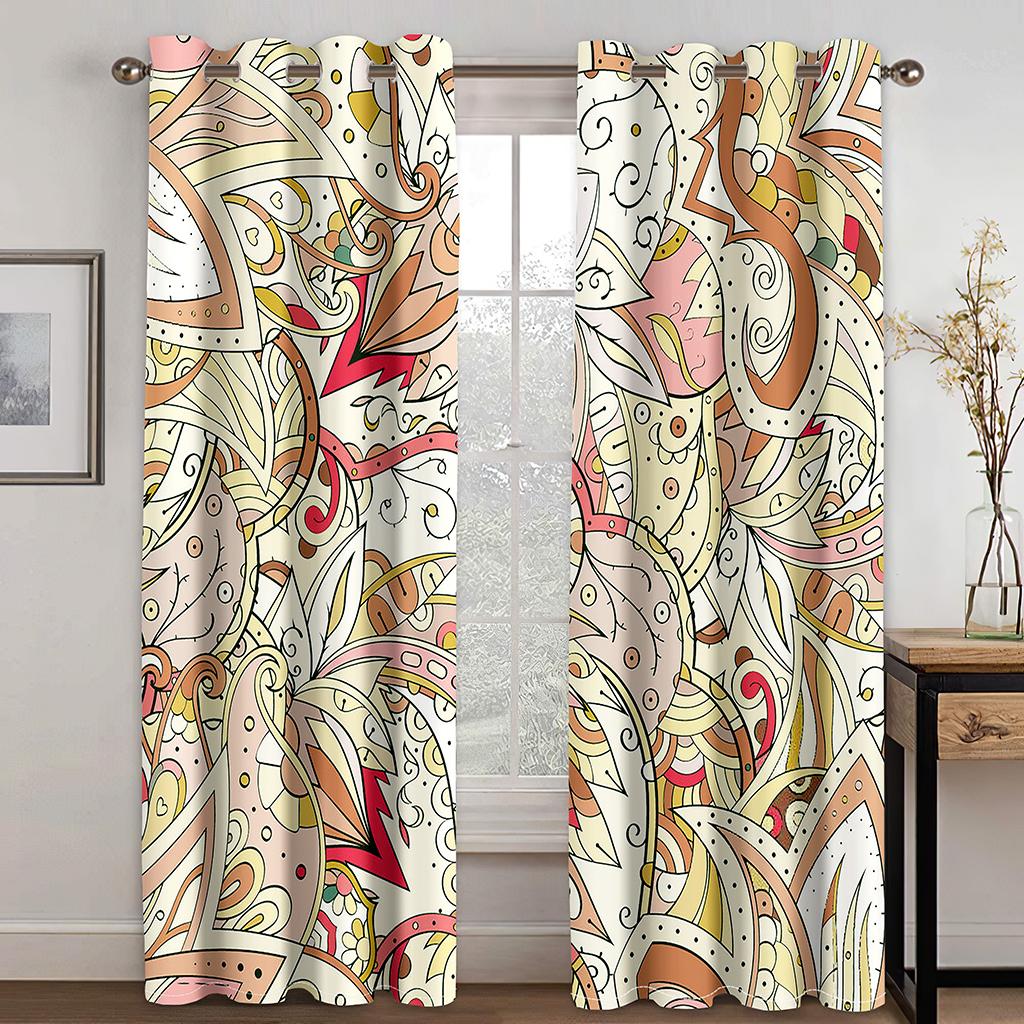 Visual Impact Dazzle Pattern Digital Printed Curtain Living Room Bedroom 90g Polyester Low Shading Curtain Fabric Two Panels