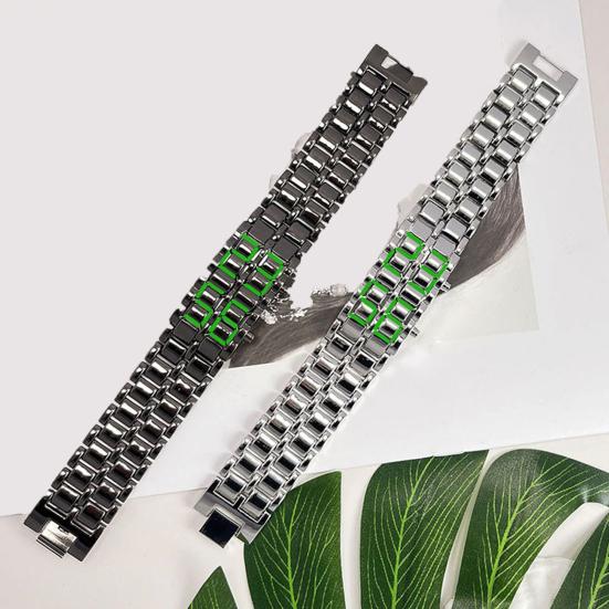 Men Digital Watch Large Screen Electroplated High Accuracy Decorative Cool Style Individual Stainless Comfortable Strap Lighweight Men Wristband