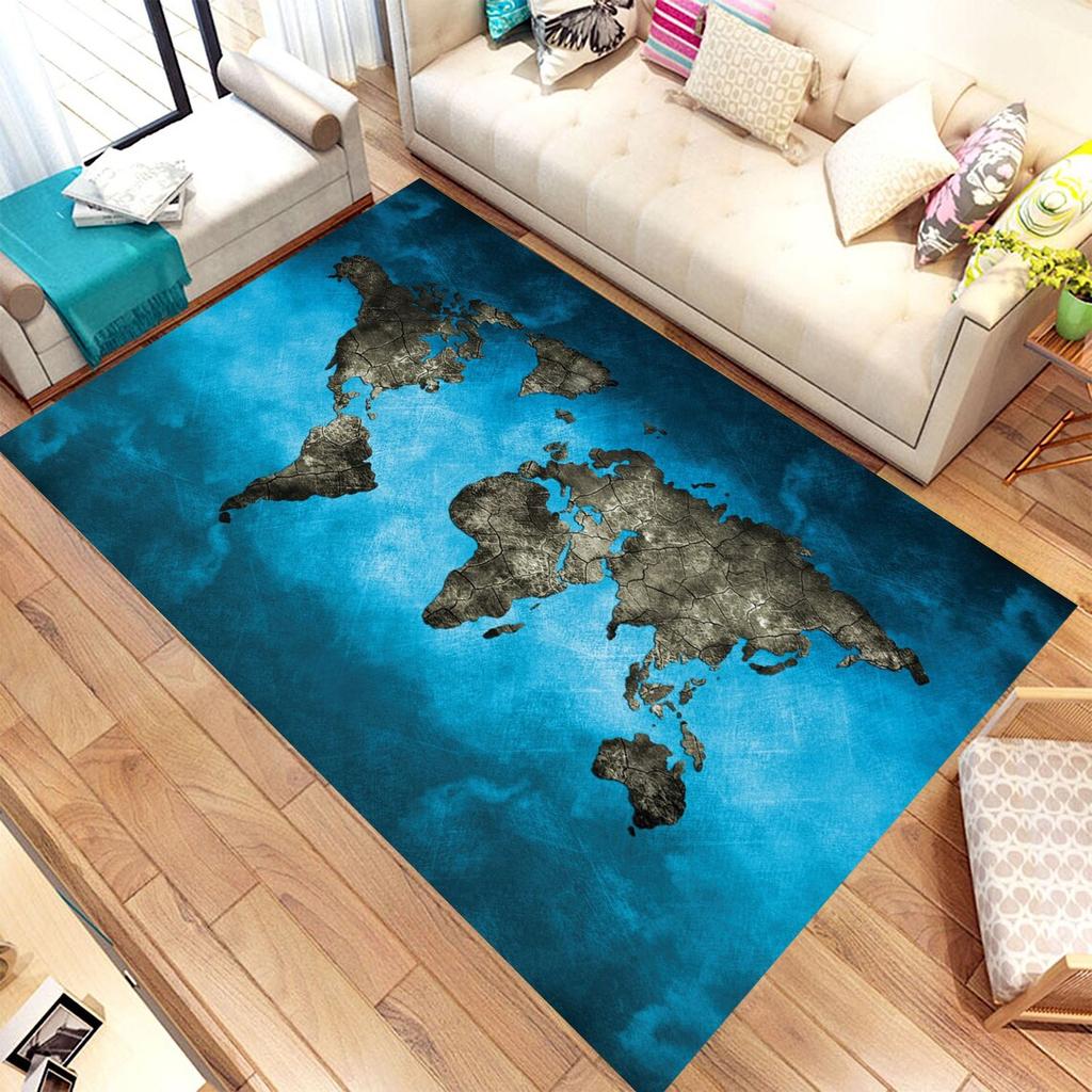 Vintage World Map Area Rugs Anti-Slip Rug Machine Washable Flannel Carpets for Home Living Room Bedroom Bathroom Decor Floor Mat