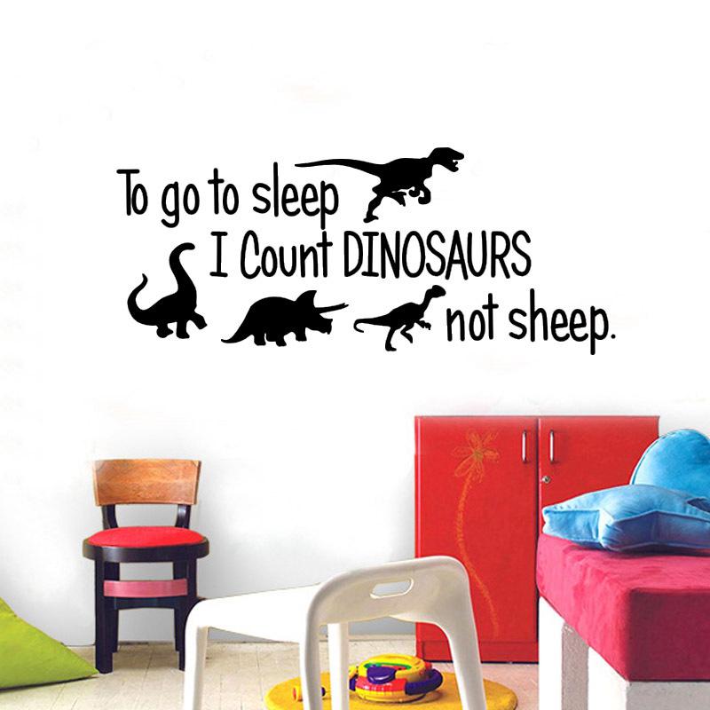 To Go To Sleep I Count Dinosaurs Not Sheep Wall Sticker For Kids Room Decoration Mural Art Decals Wallpaper Home Decor Stickers