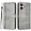 For iPhone 16 Cases Wallet Stand Retro Texture Leather Phone Cover with Lanyard