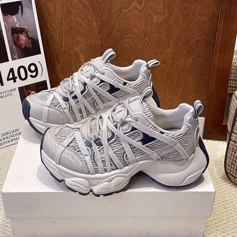 Platform dad shoes spring and autumn new super fire sports shoes mesh breathable casual shoes ins tide 35 синий