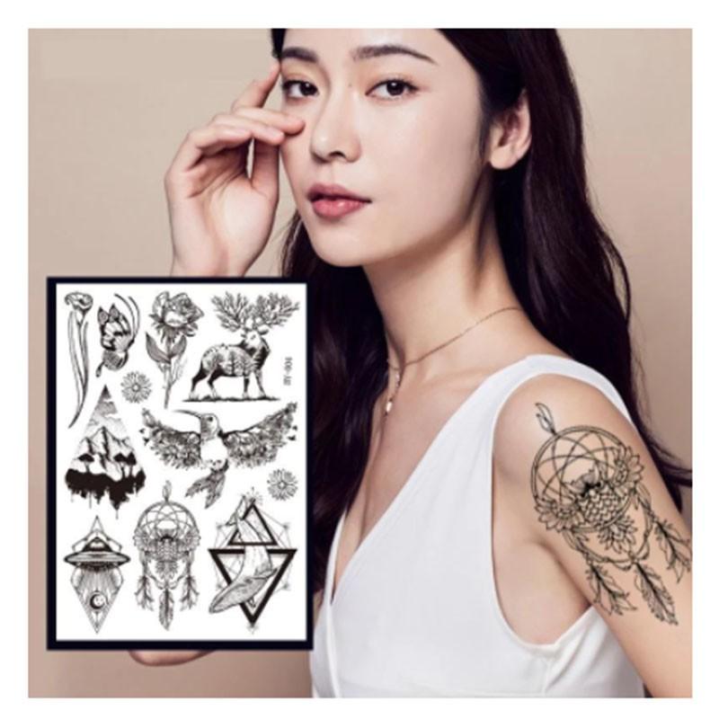 18pcs Dark Fluorescent Color Changing Tattoo Sticker Luminous Flower Arm Adult Tattoo Sticker Trend Bar Animal Tattoo Stickers