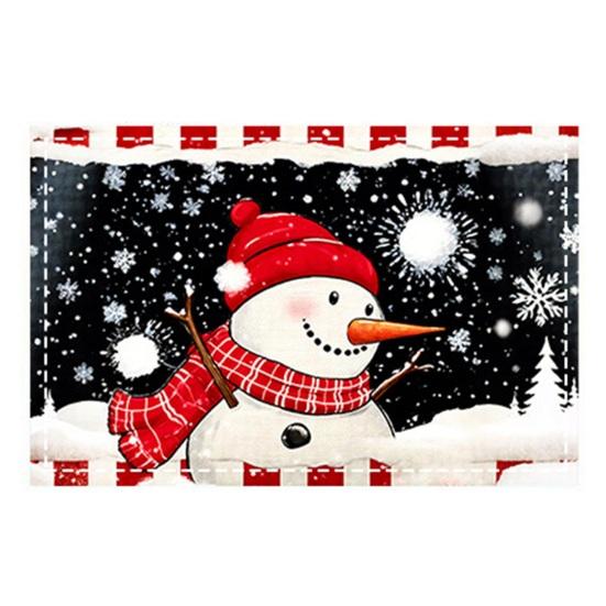 Winter Theme Table Settings Christmas Snowman Placemat, Festive Dining 11.8" x 17.7" Washable Reusable Stain Resistant Mats Fabric Place Mat,