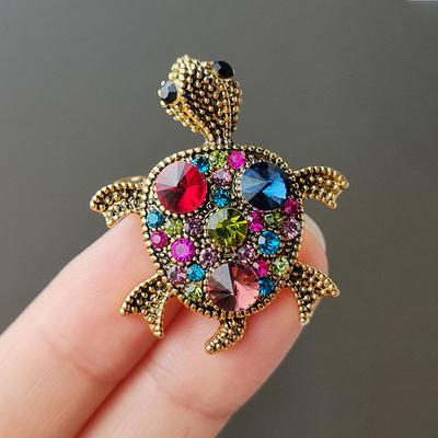 Vintage Strass süße Cartoon Schildkröte Brosche, Herren und Damen Bekleidungszubehör Brosche Anhänger Party Schmuck Geschenke