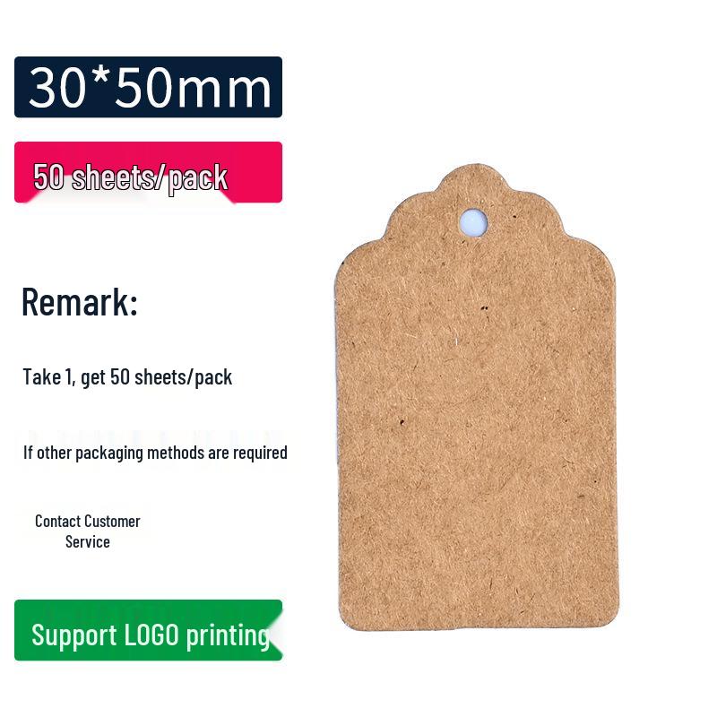 50x30 Kraft Paper Flower Head Blank Hang Tag - European Handwritten Message Bookmark Gift