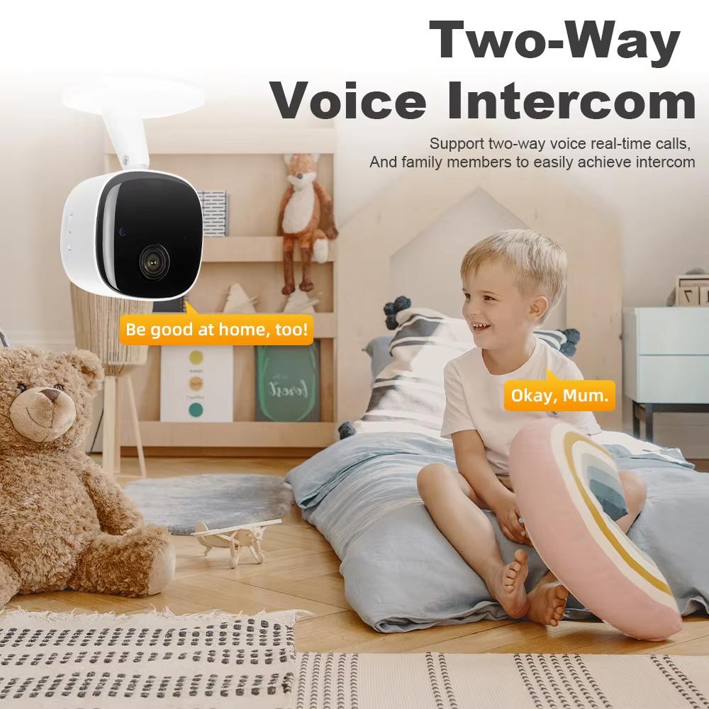 Telecamera di Sicurezza Interna 1080P per Baby Monitor, Telecamera per Cani con Rilevamento del Movimento, Audio Bidirezionale Sirena, Visione Notturna, Archiviazione su Cloud e Scheda SD