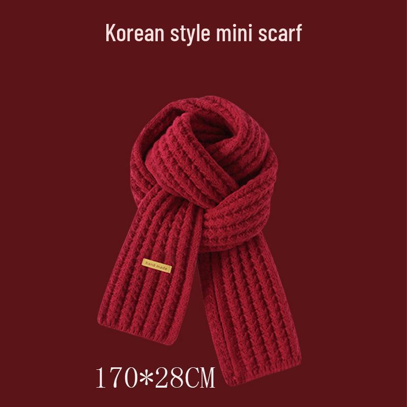 Unisex Korean Style Christmas Red Faux Cashmere Knitted Scarf & Neck Warmer