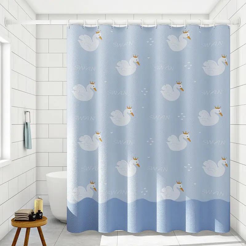 

Shower Curtains 180Cm Water Repellent Bathroom Curtain Cartoon Printed Simple With Hooks 71 Inches Modern Style High Quality W60H190(CM)-1 Pcs