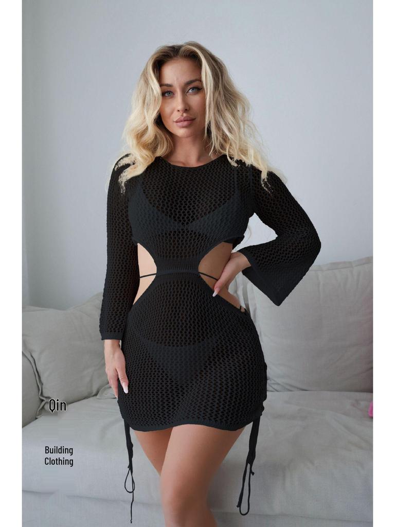 Women's Sexy Hollowed-out Knitted Beach Cover-up Dress and Sunscreen Shirt