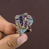 Natural Spiny Oyster Gemstone Handmade Copper Wire Wrap Ring Size 6.5 Q2z26