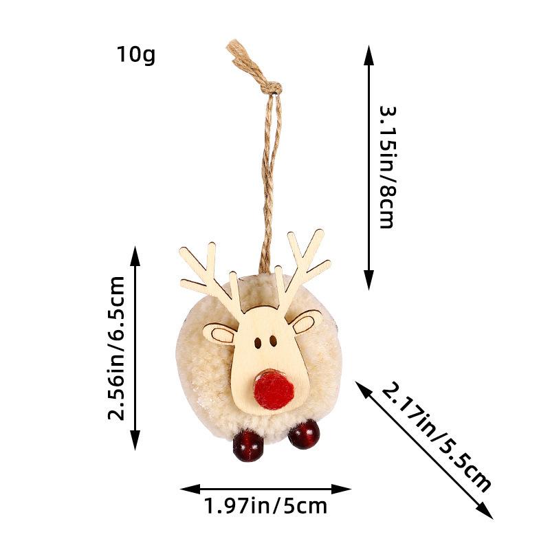 Large Lamb Fleece Ball Moose Pendant Christmas Tree Hanging Hairball Knitted Deer Christmas Decoration