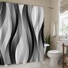 1pc Black And White Wavy Line Pattern Shower Curtain Made of Polyester for Bathroom Decoration And Accessories, Printed Curtai