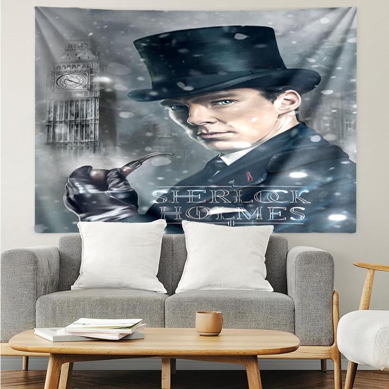 1PC Sherlock Victorian Mystery Quick-Dry Tapestry, Unique Design Tapestry, Suitable for Bedroom,Livingroom, Playroom,Heartwarming Holiday Gifts