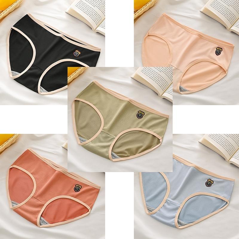 5 PCS Female Student Korean Version Japanese Style Sexy Cute Sweet Large Size Mid-waist Briefs