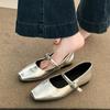 Black Single Shoes Women's 2025 New Spring and Summer Low-heeled Flat-soled Small Leather Shoes French Mary Jane Women's Shoes with Skirts