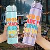 1PC God Made Me Grinned Funny Quote 750ml Color Plastic Sports Water Bottle Leakproof Flip Straw Lid Suitable for Sports Office Home Use