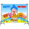 Cartoon-Clown-Zirkus-Magier-Hintergrundbanner und Ballons für Kindergeburtstagsparty