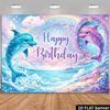 Alles Gute zum Geburtstag Delfin Meer Regenbogen Wandteppich Wanddekoration Ozean Nautische Kunst für Kinderzimmer Party Feier Hängendes Poster