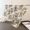 Soft Leaf Print Elegant High-end Silk Scarf Imitation Square Shawl Versatile Neck Small Women