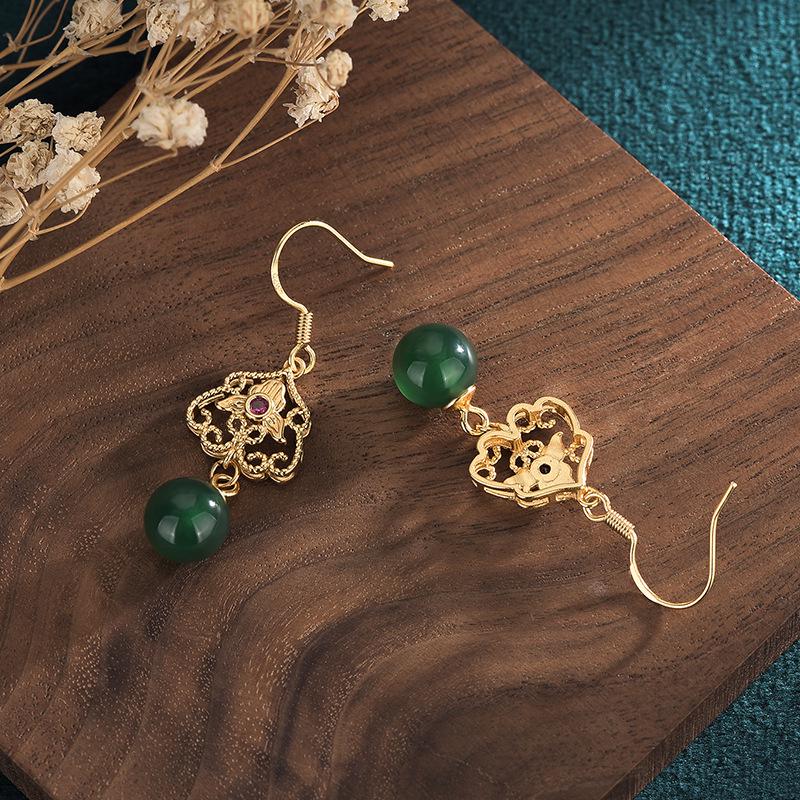 Cercei Hanfu Calcedonie Aurie: Stil tradițional chinezesc cu măiestrie antică.