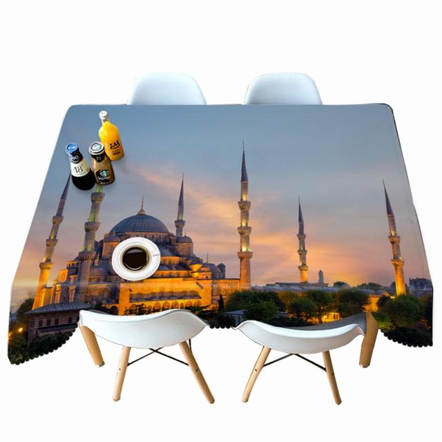 Lighting City Night View Pattern Tablecloth Thicken Cotton Rectangular Round Table Cloth For Wedding Picnic Party