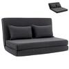 Folding Sofa Bed, 2-Seater Convertible Armchair, Corduroy, Adjustable Backrest, 2 Pillows, Grey