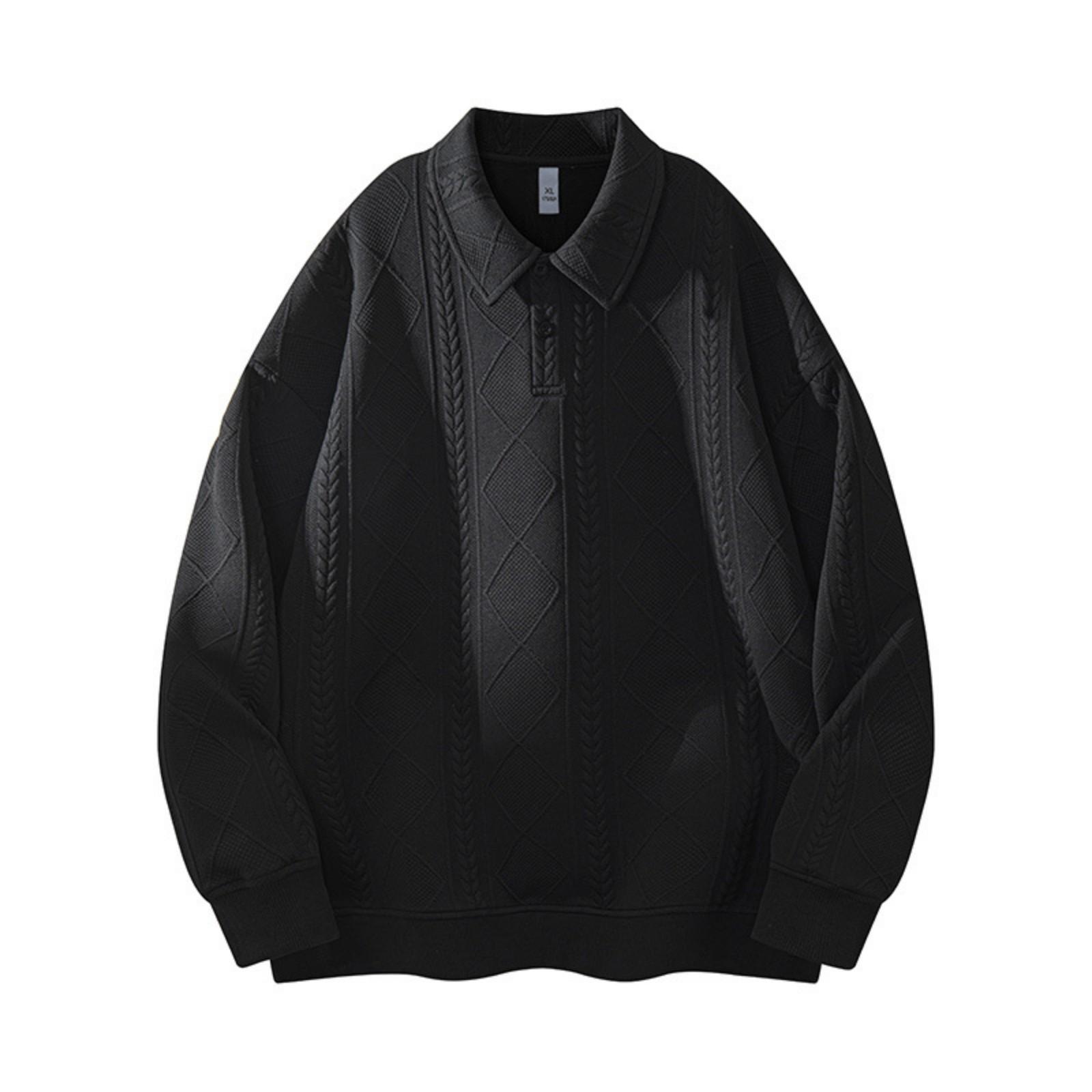 

Casual Lapel Muscle Sense Hoodies Retro Sense All-match Long-sleeved Shirt Loose Fashion Handsome Lapel Top M