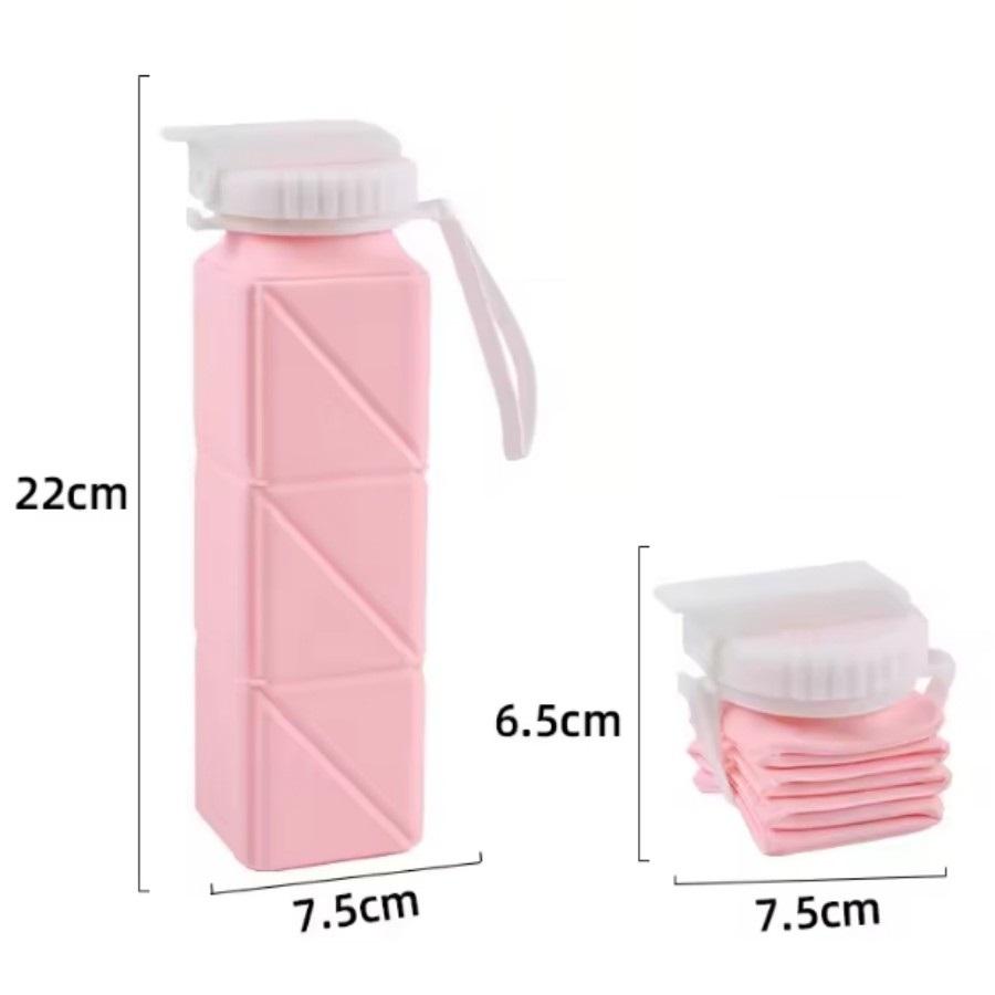 

620ml Foldableable Water Bottle Cup with Straw Lid, Leak-Proof Bpa, Free Silicone Foldableable Water Bottle, Suitable for Travel, Gym, Camping, Sports рожевий