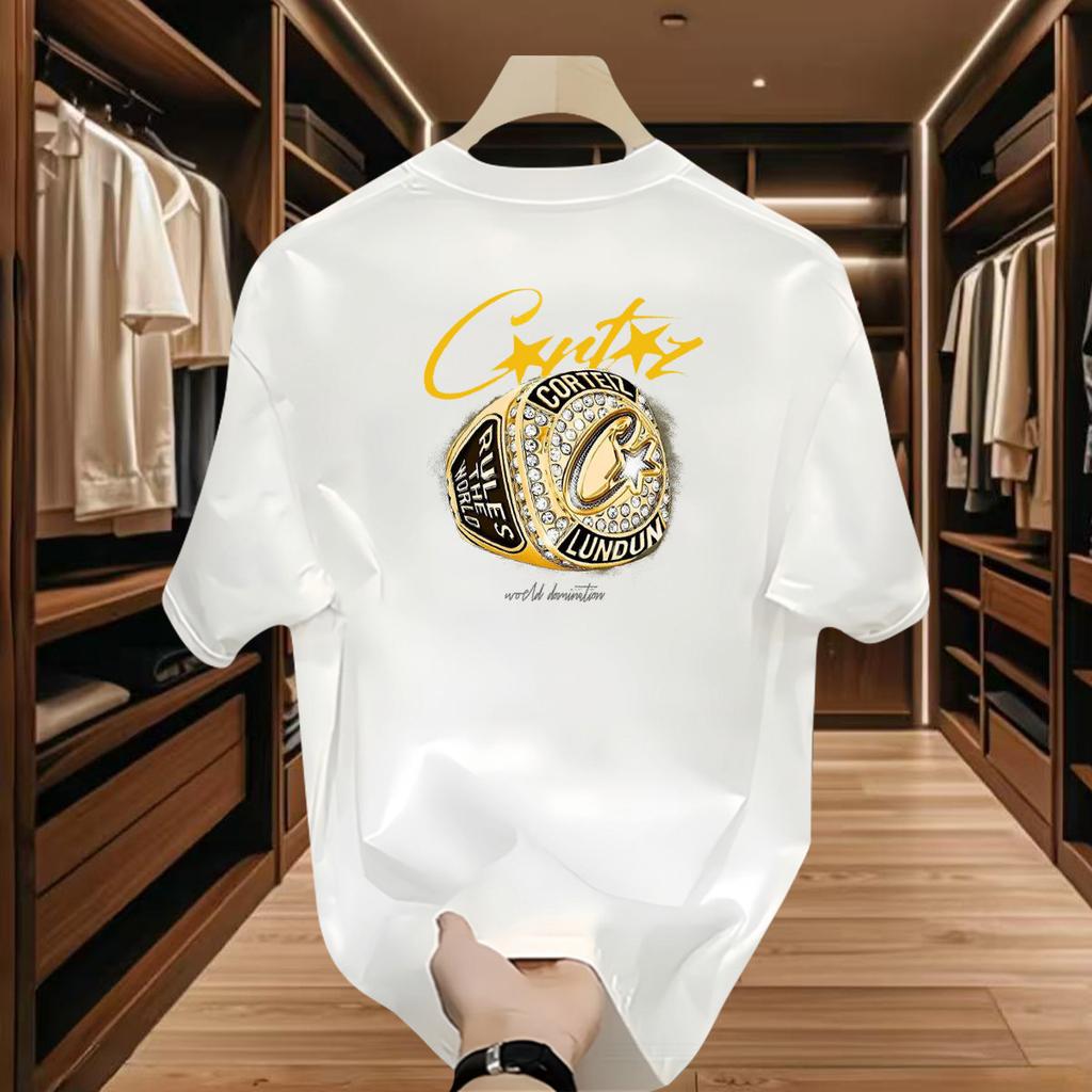 Cotton Summer New Men's Short Sleeved T-shirt Top Loose Trendy T-shirt Round Neck