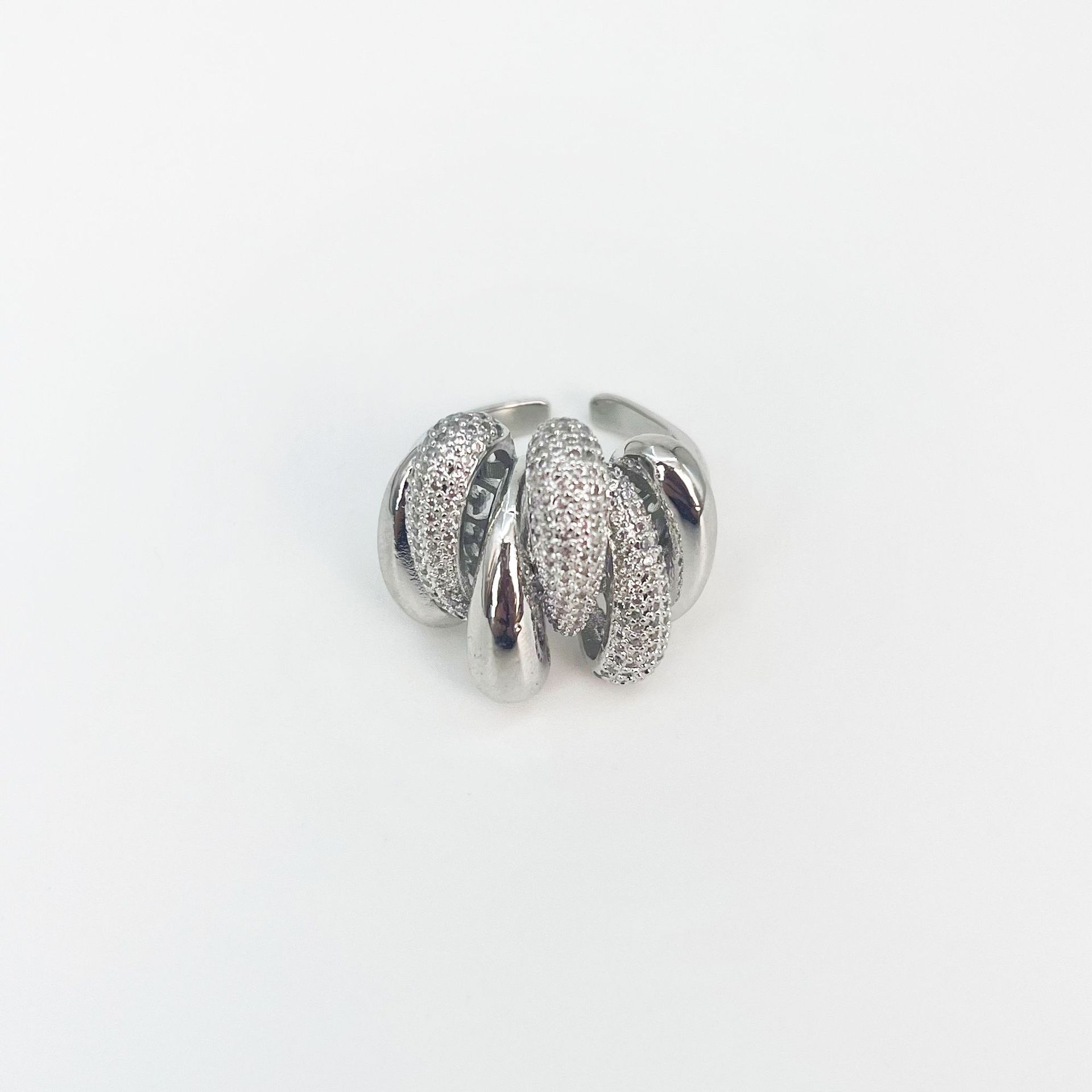 

Кольцо с неровным витым бриллиантом, золото, серебро, мода, стиль, женское кольцо Opening adjustable серебряный