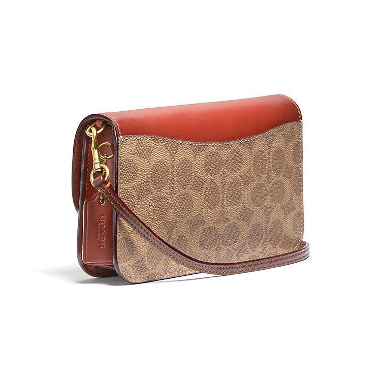 Coach Hayden 20 Classic Monogram Flap Canvas And Leather Crossbody Bag Small Women bags Brass Brown Rust C5362-B4NQ4