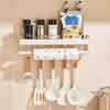 GOENDR Spice Rack with Suction Kitchen Storage Condiment Floating Dishcloth Holder with Kitchen Paper Dishcloth Bathroom Rack for Waterproof and 5