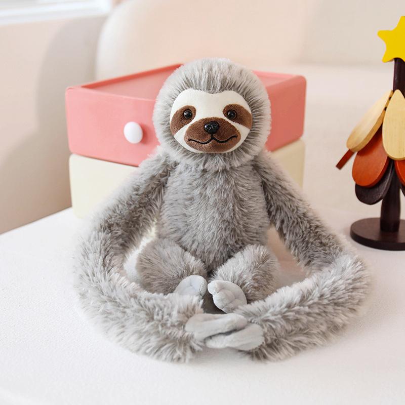 Simulation Lifelike Sloth Plush Toy Soft Stuffed Animal Cute Fluffly Sloth Doll Lie Prone Funny Long Arm Doll for Girl Gifts
