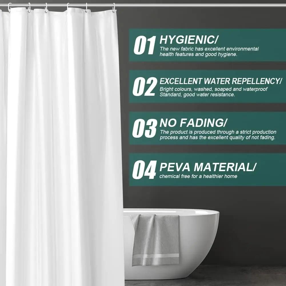 PEVA Waterproof Shower Curtain Liner with Magnets Mold Resistant Lightweight Plastic Bathroom Shower Liner