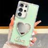 Handmade Sparkly Diamond Heart Mirror IMD Phone Case, Compatible with Samsung S23 Ultra/S24/S25 & A07/A15/A16/A17/A26/A35/A36/A55/A56