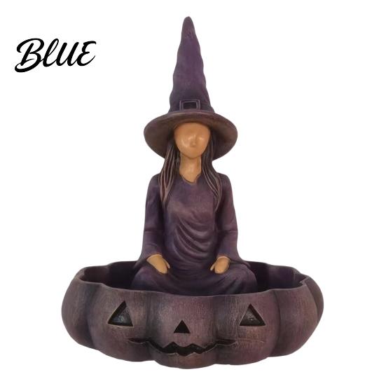 Occult Tabletop Tray Meditating Witch Jewelry Tray Vintage Gothic Resin Decorative Storage Goth Room Decor Dish Mysterious Zen Desktop Organizer for