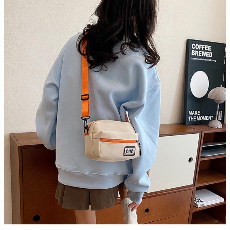 New Nylon Women's Bag Trendy Color Block Mini Square Purse Korean Style Crossbody Shoulder Bag