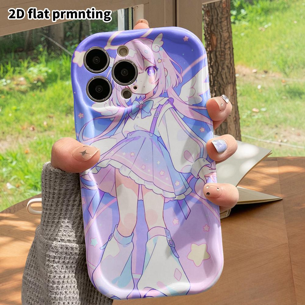 Phone Case: 2D Flat Design, Suitable for iPhone 18 17 16 15 14 13 12 Pro Protective Case, Phone Decoration, Pink-purple Cute Little Angel, Halloween a
