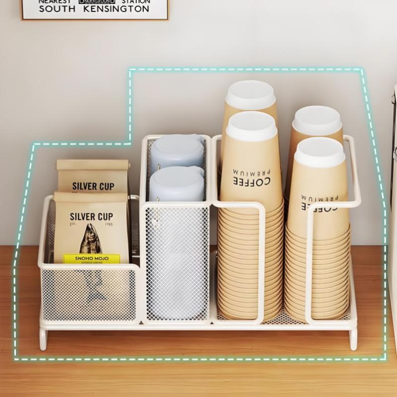 Coffee Tea Condiment Accessories Holder Multifunction Disposable Coffee Cup Holder Organizer For Kitchen Office Break Room.