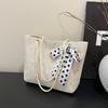 2026 New Straw Bag with Silk Scarf Single Shoulder Handbag Large Capacity Simple Tote Bag for Women Trendy Vacation Beach Bag